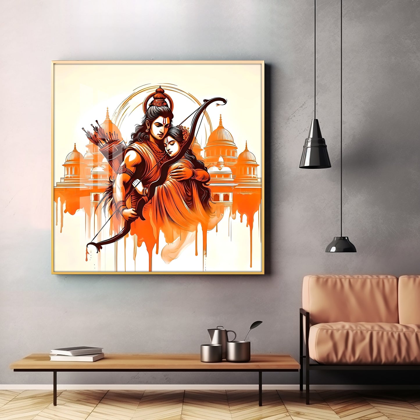 Journey Of Lord Ram and Sita Premium Acrylic Square Wall Art