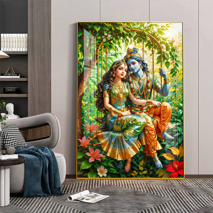 Shree Radha Krishna Premium Acrylic Vertical Wall Art