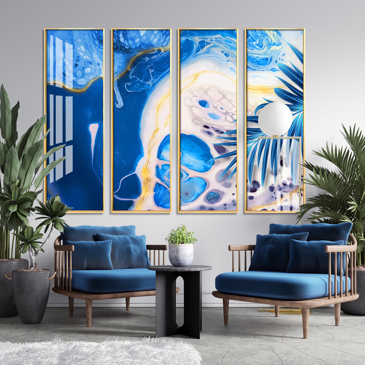 Art of Blue Premium Acrylic Vertical Wall Art (set of 4)