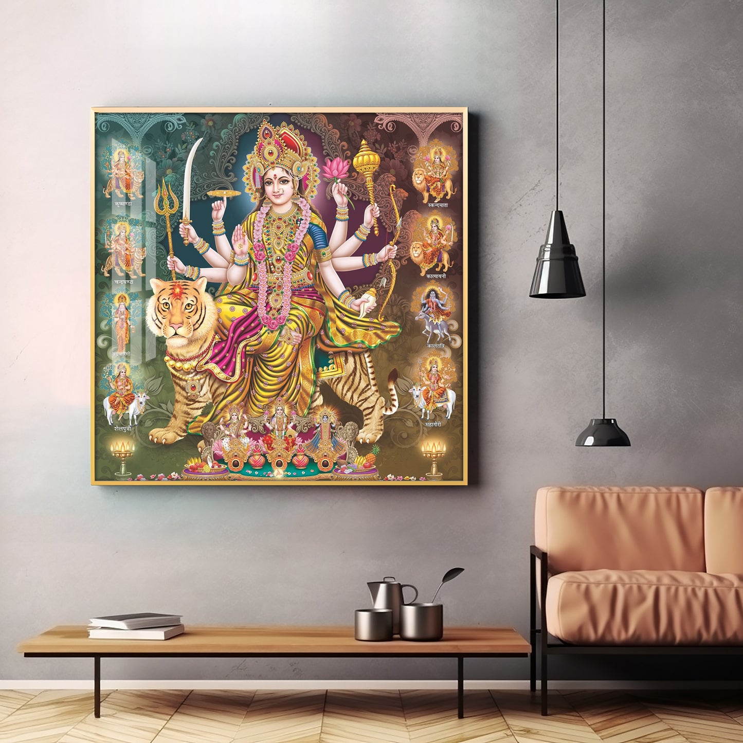 Goddess Durga Grace Premium Acrylic Square Wall Art