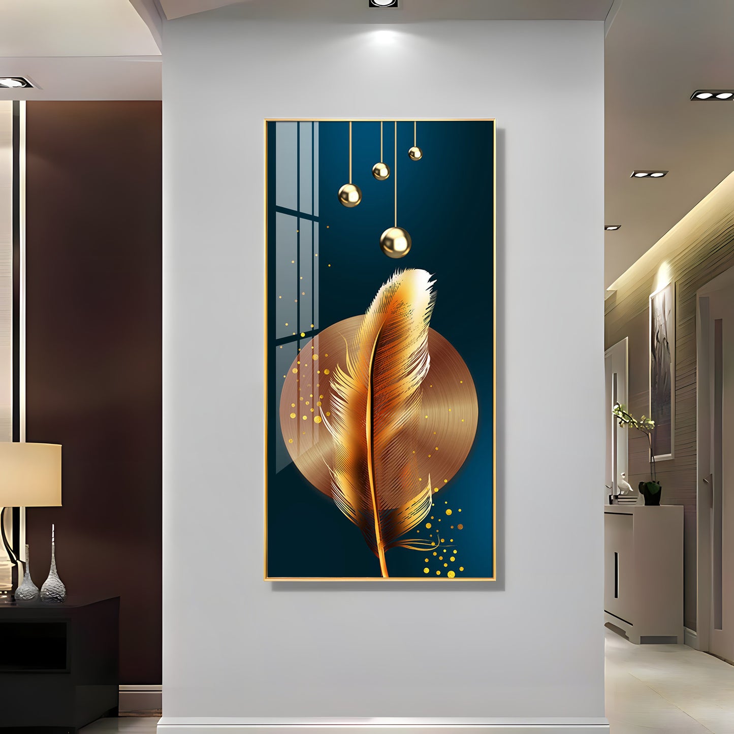 Golden Feather Luxury Crystal Wall Art