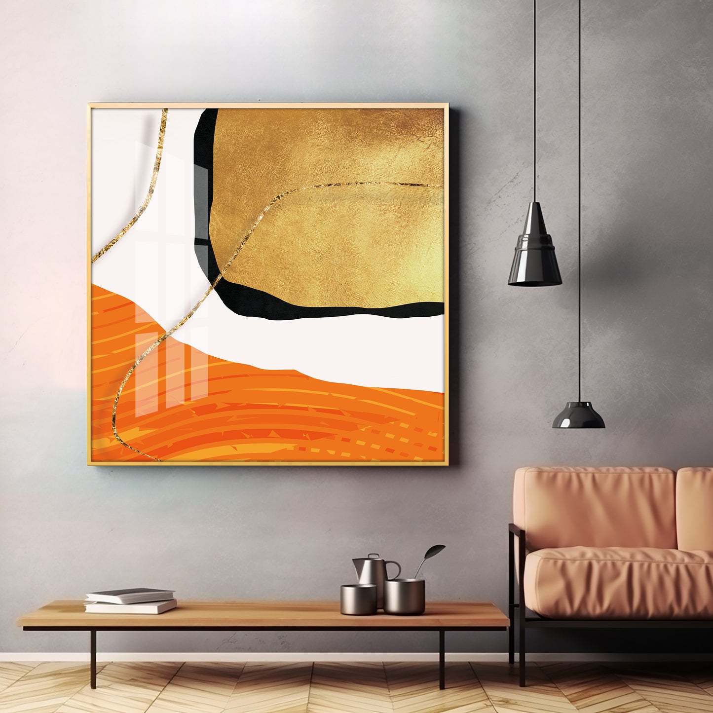 Golden Rust Premium Acrylic Square Wall Art