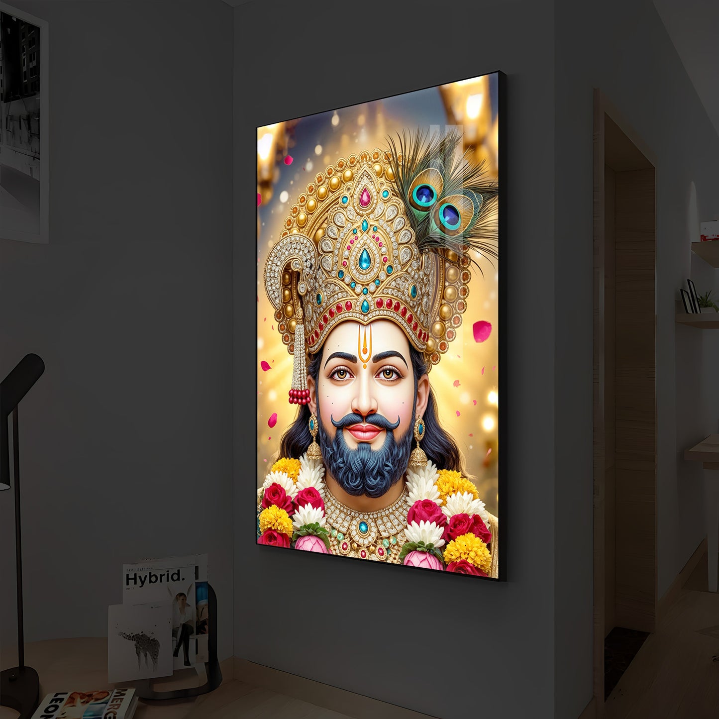 Jai Shri Shyam Modern Luxury Backlight Vertical Wall Art
