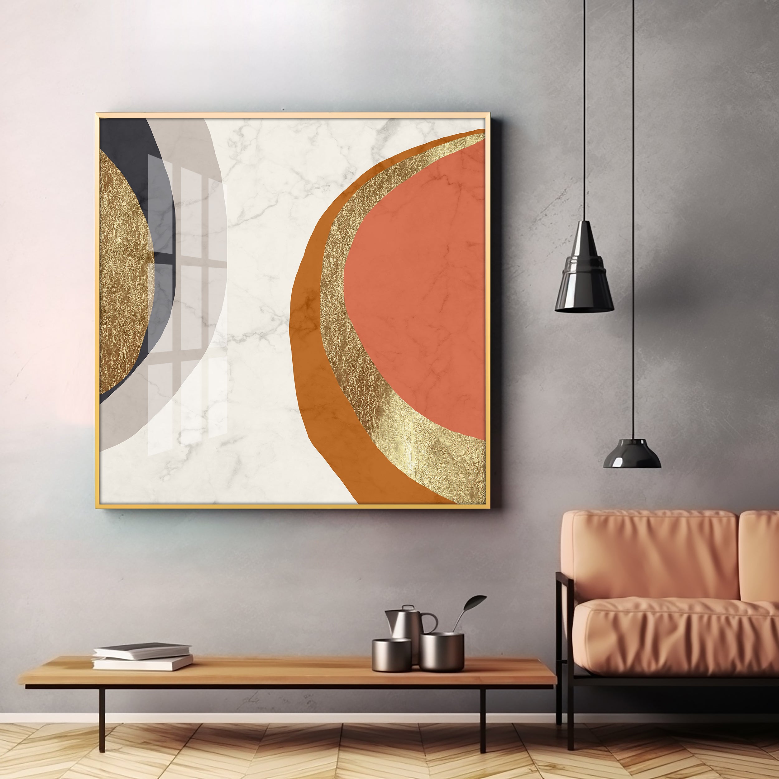 Irregular Semi Circles Premium Acrylic Square Wall Art