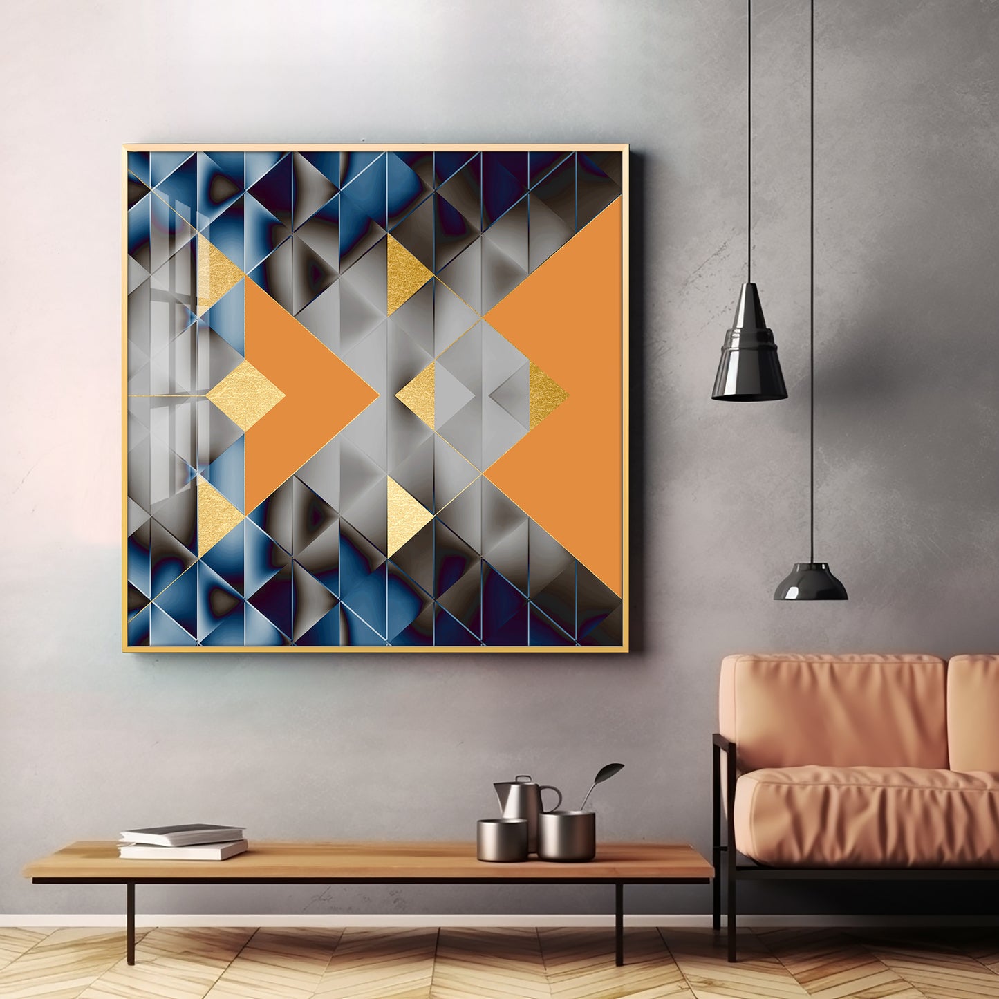 Watercolor Block Geometric Premium Acrylic Square Wall Art