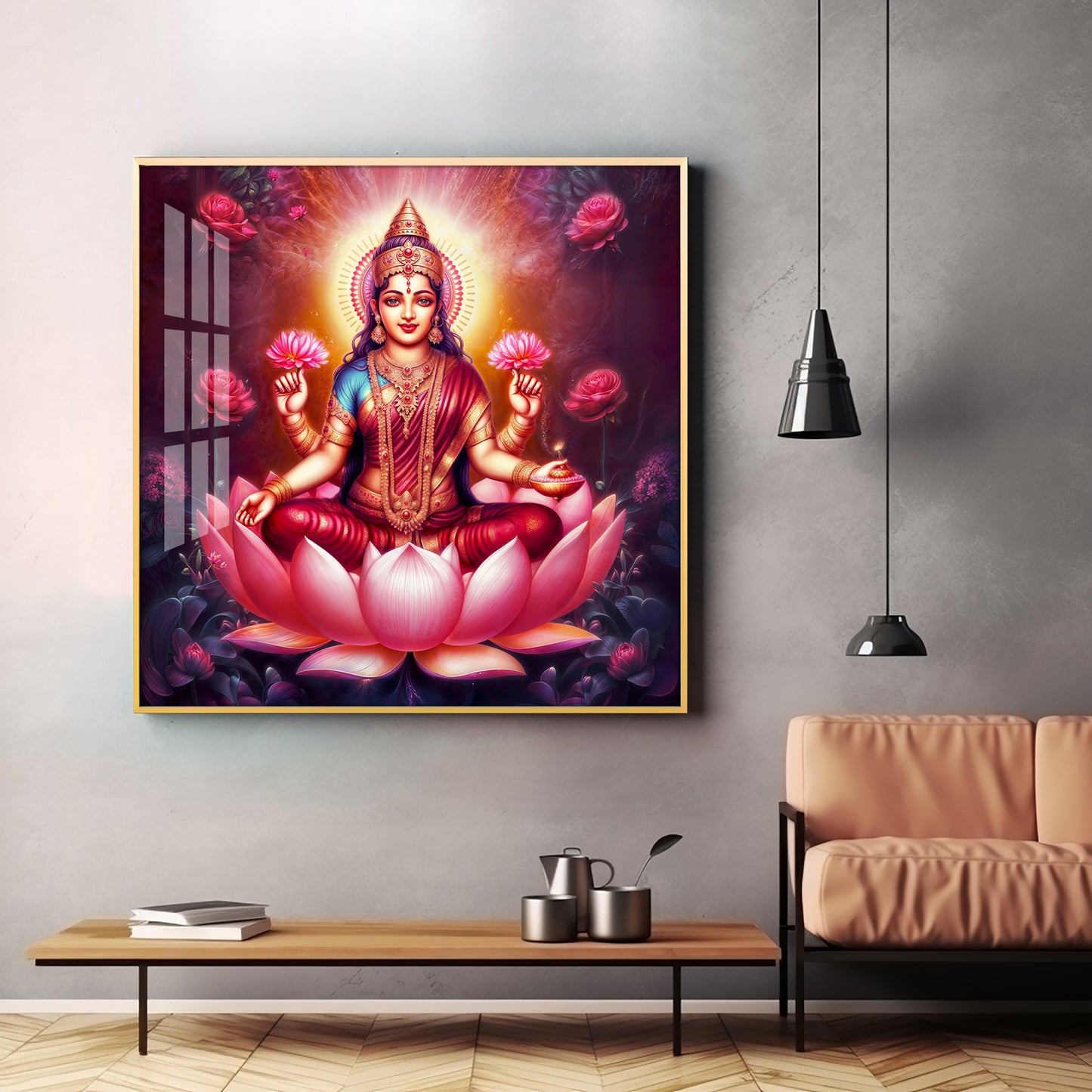 Maa Laxmi Premium Acrylic Square Wall Art