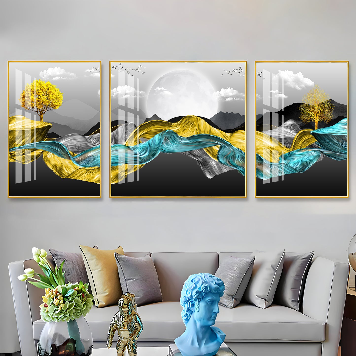 Silky Mountains Premium Acrylic Wall Art (Set of 3)