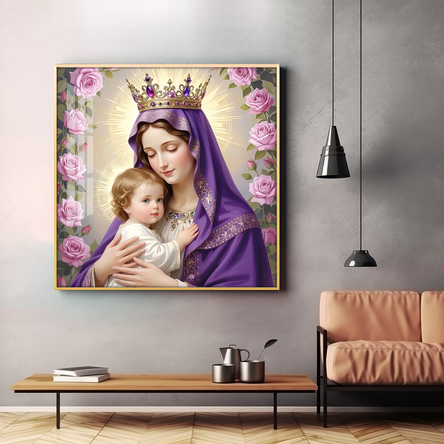 Holy Mother Of God Premium Acrylic Square Wall Art