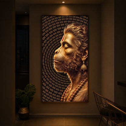 Hanuman Ji Modern Luxury Backlight Vertical Wall Art