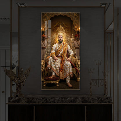 Shivaji Maharaj Modern Luxury Backlight Vertical Wall Art