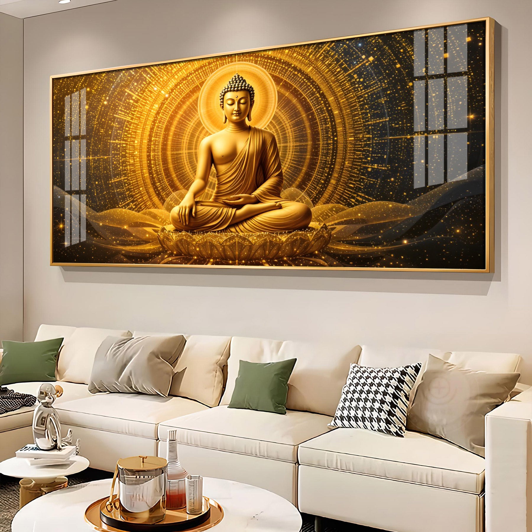 Golden Buddha Bliss Premium Acrylic Horizontal Wall Art