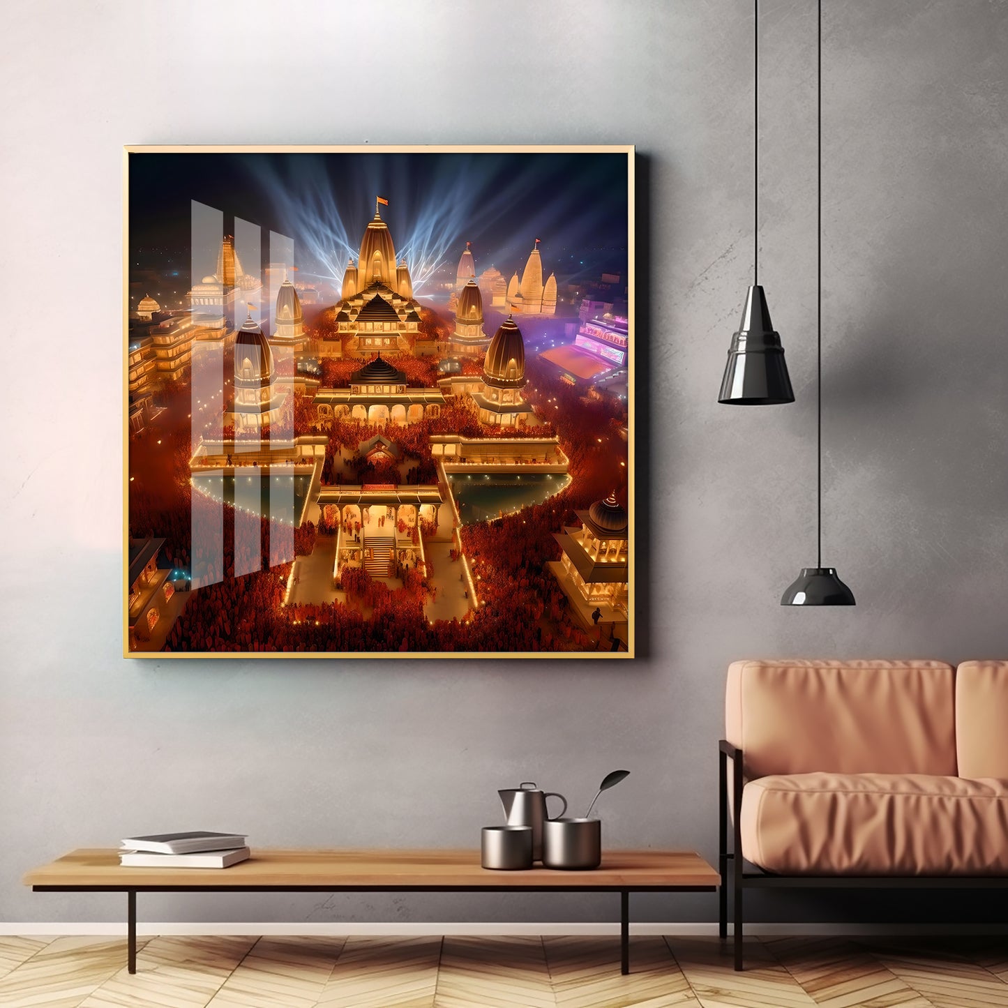 Enlightened Ayodhya Premium Acrylic Square Wall Art