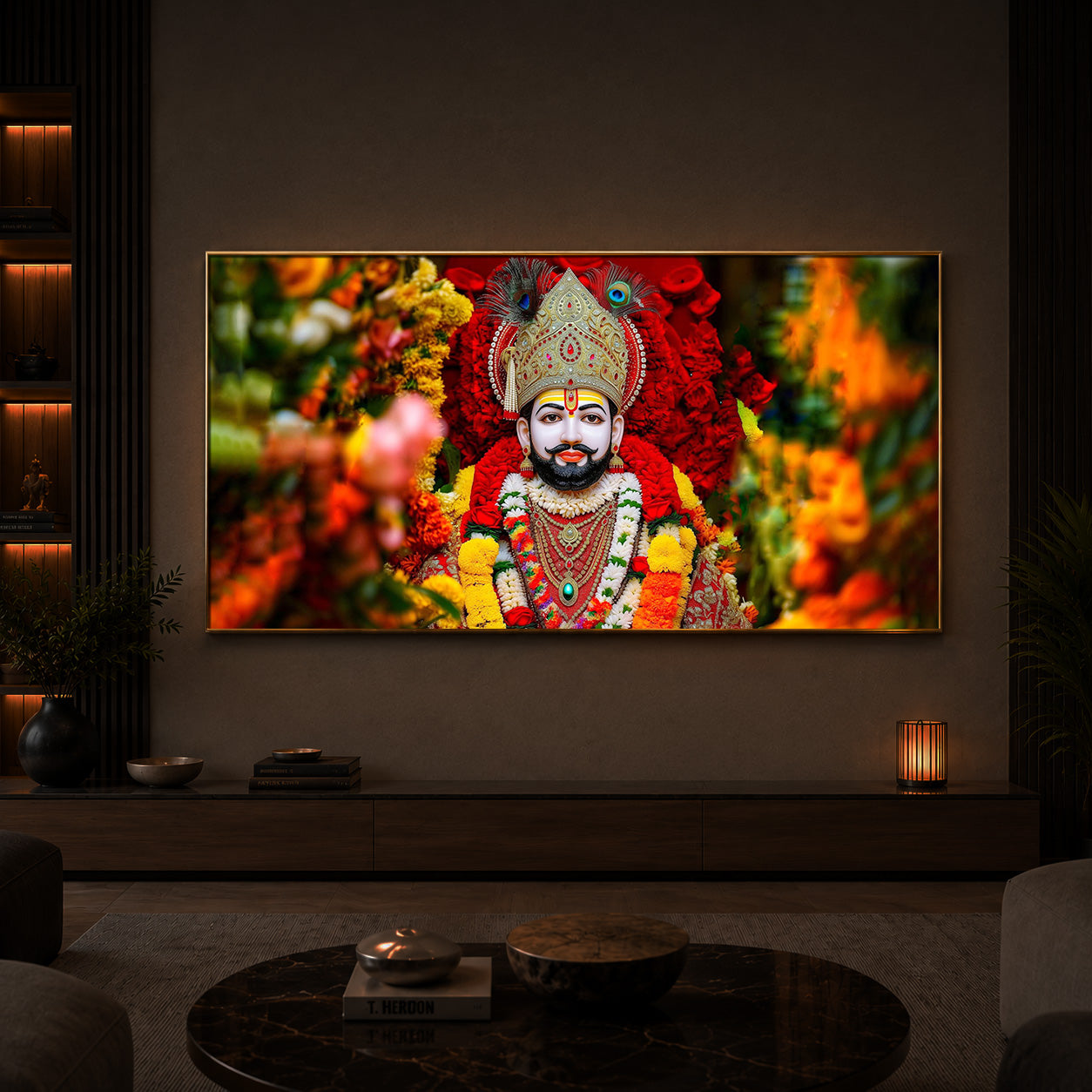 Khatu Shyam Ji Modern Luxury Backlight Horizontal Wall Art