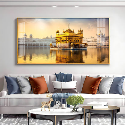 Golden Glory Premium Acrylic Horizontal Wall Art - 40X20 inches / Gold
