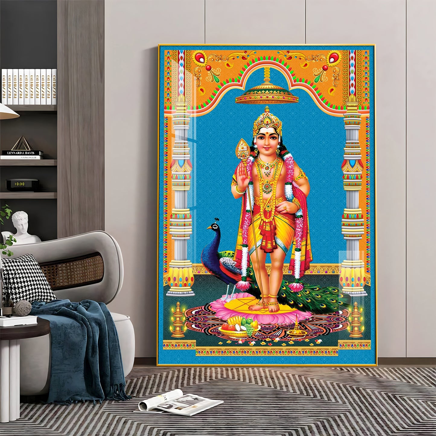 God Murugan Kartikeya Premium Acrylic Vertical Wall Art