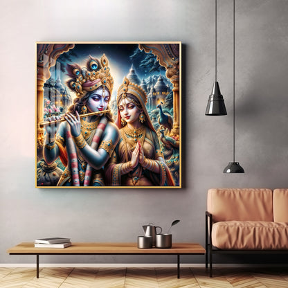 Jai Shree Radhe Krishna Premium Acrylic Square Wall Art