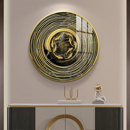 Koi In Spiral Premium Acrylic Round Wall Art