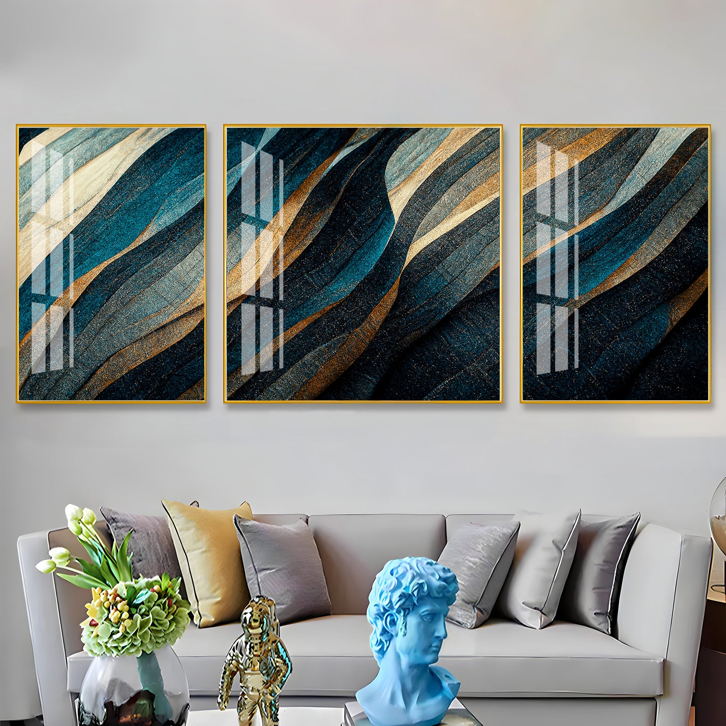 Seamless Waves Premium Acrylic Wall Art (Set of 3)