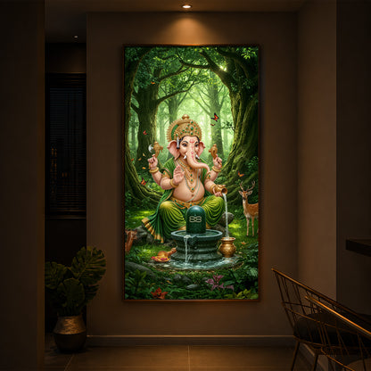Jai Shri Ganesh Modern Luxury Backlight Vertical Wall Art