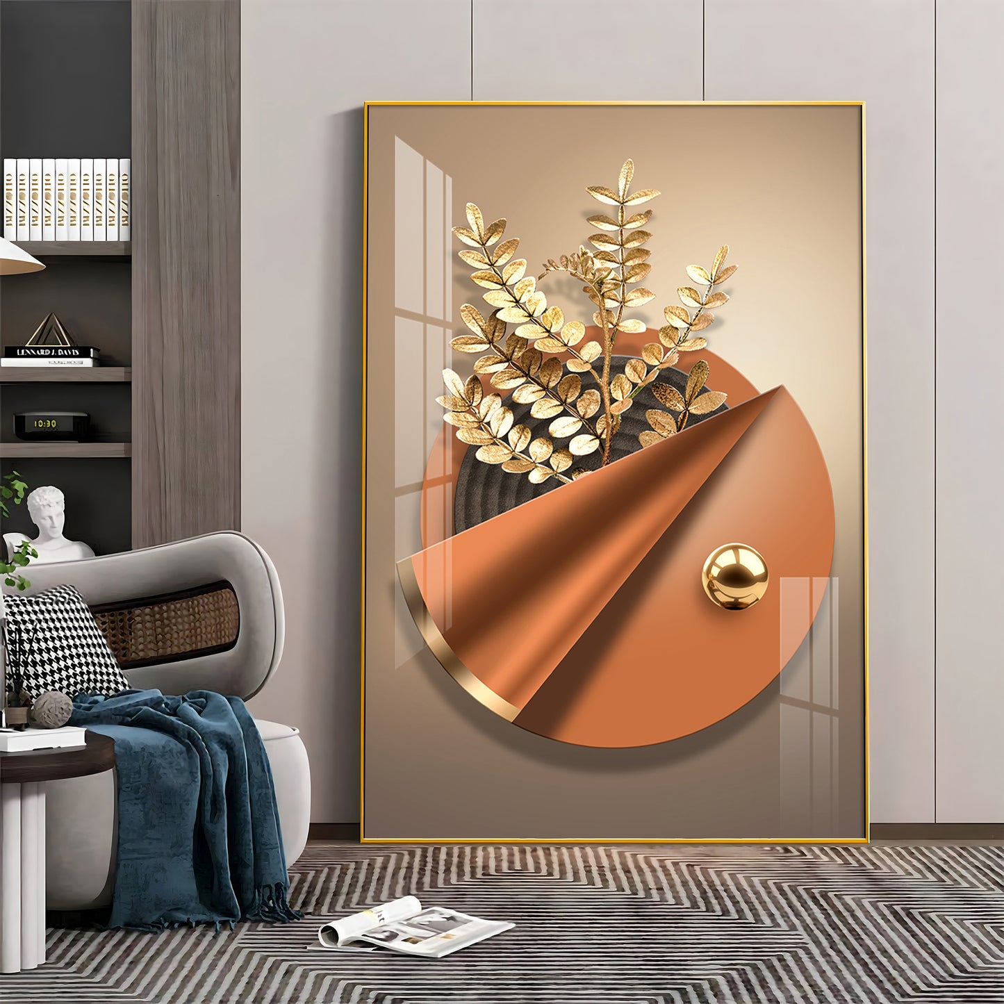 Aura Golden Petals Premium Acrylic Vertical Wall Art