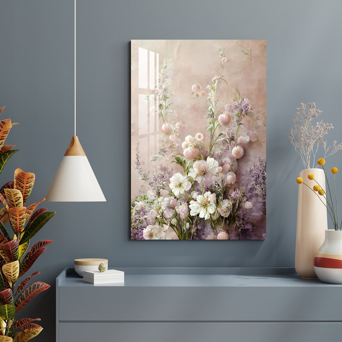 Pink & White Peony Flower Acrylic Wall Art