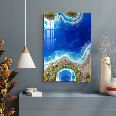 Blue Ocean Waves Epoxy Resin Wall Art