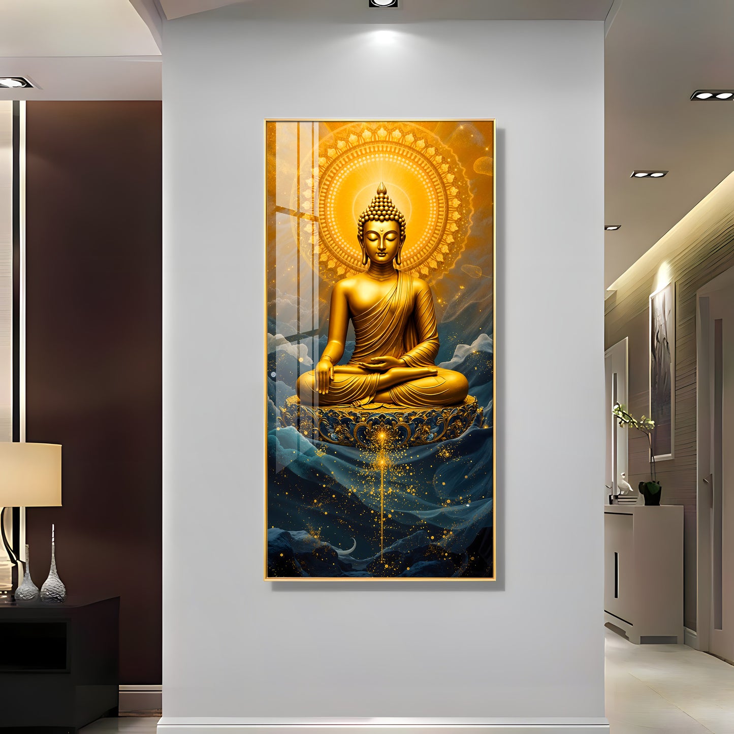 Tranquil Gold Buddha Premium Acrylic Vertical Wall Art