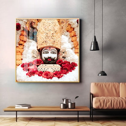 Lord Khatu Shyam Premium Acrylic Square Wall Art