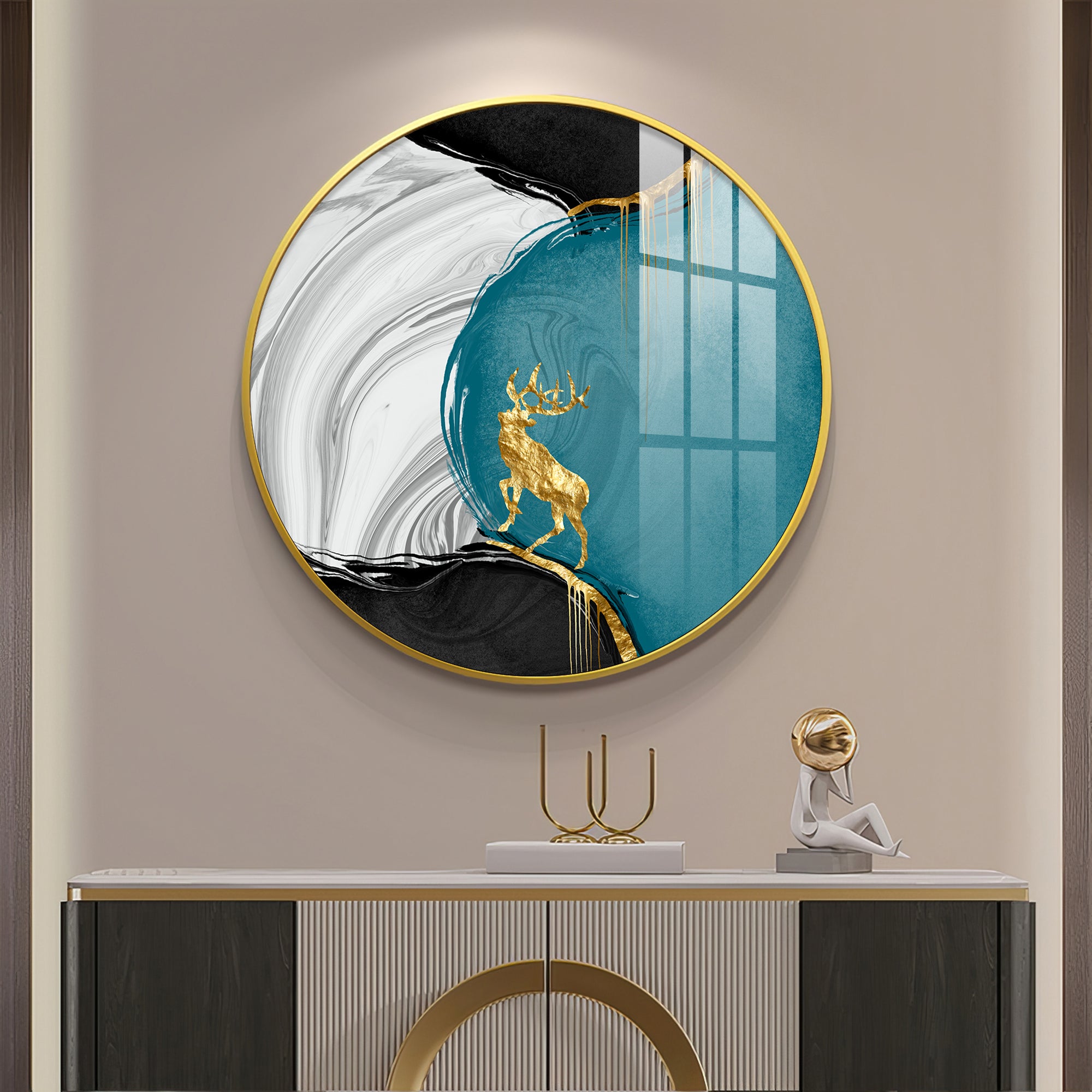 Chromatic Abstract Premium Acrylic Round Wall Art