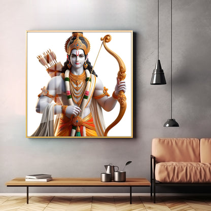 King Of Ayodhya Shree Ram Premium Acrylic Square Wall Art