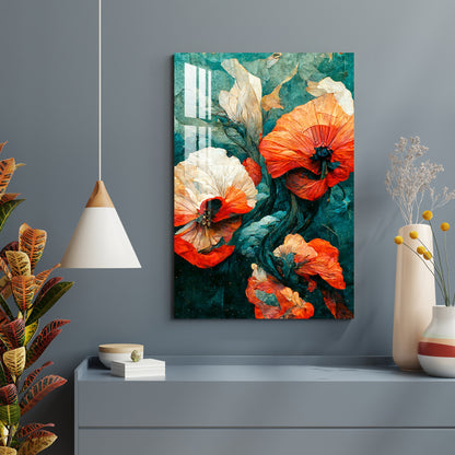 Orange Poppy Flowers Acrylic Wall Art