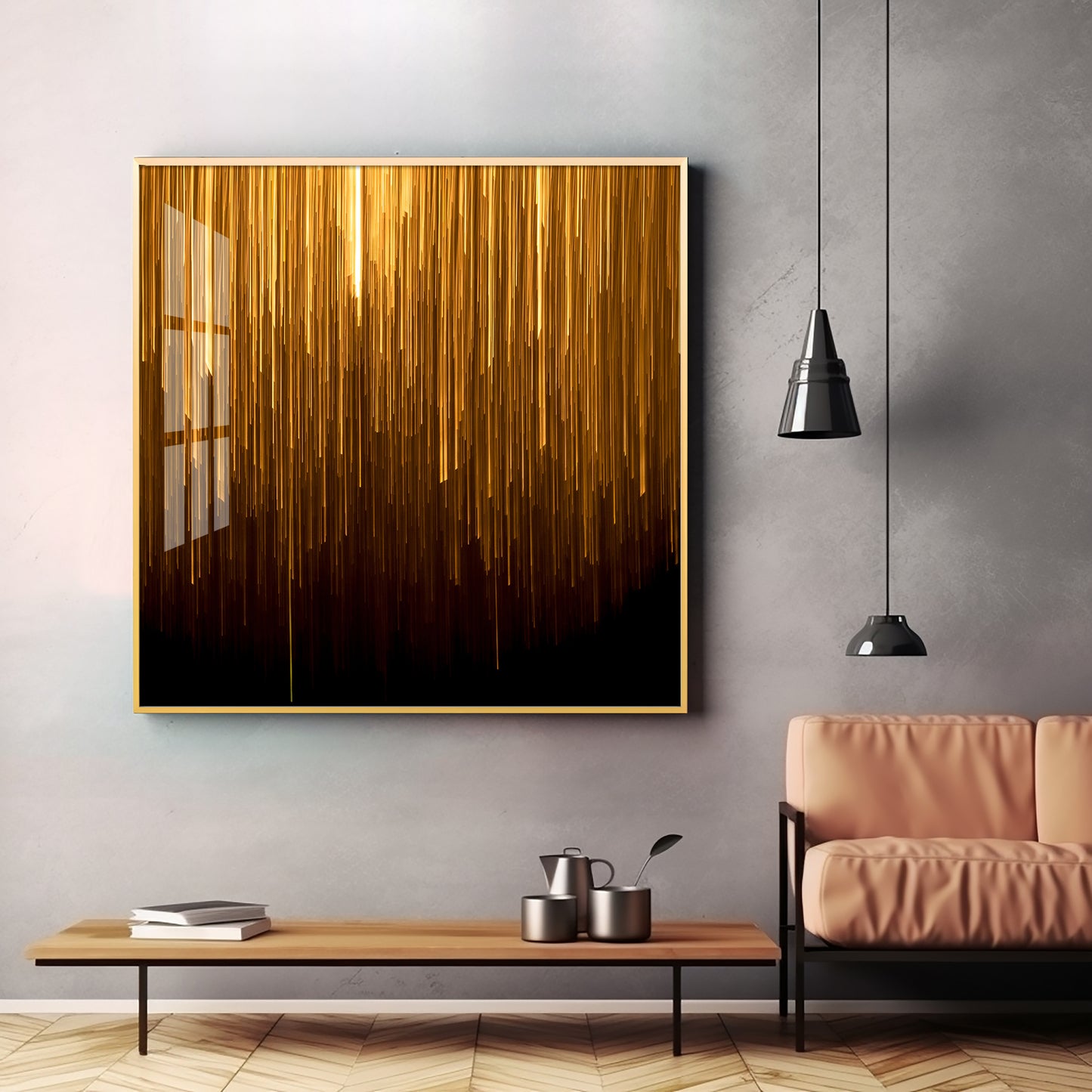 Art Ink Gold Living Room Premium Acrylic Square Wall Art