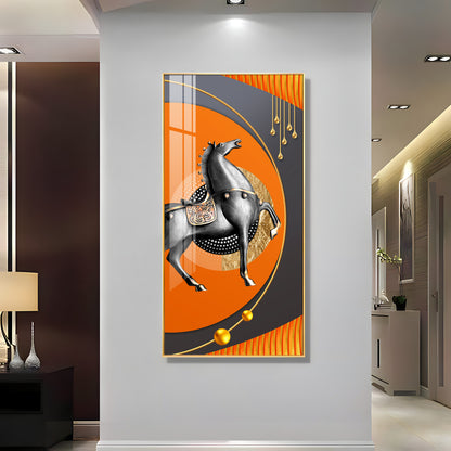 Black Warrior Horse Premium Acrylic Vertical Wall Art