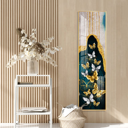 Golden & Silver Butterflies Premium Acrylic Vertical Wall Art