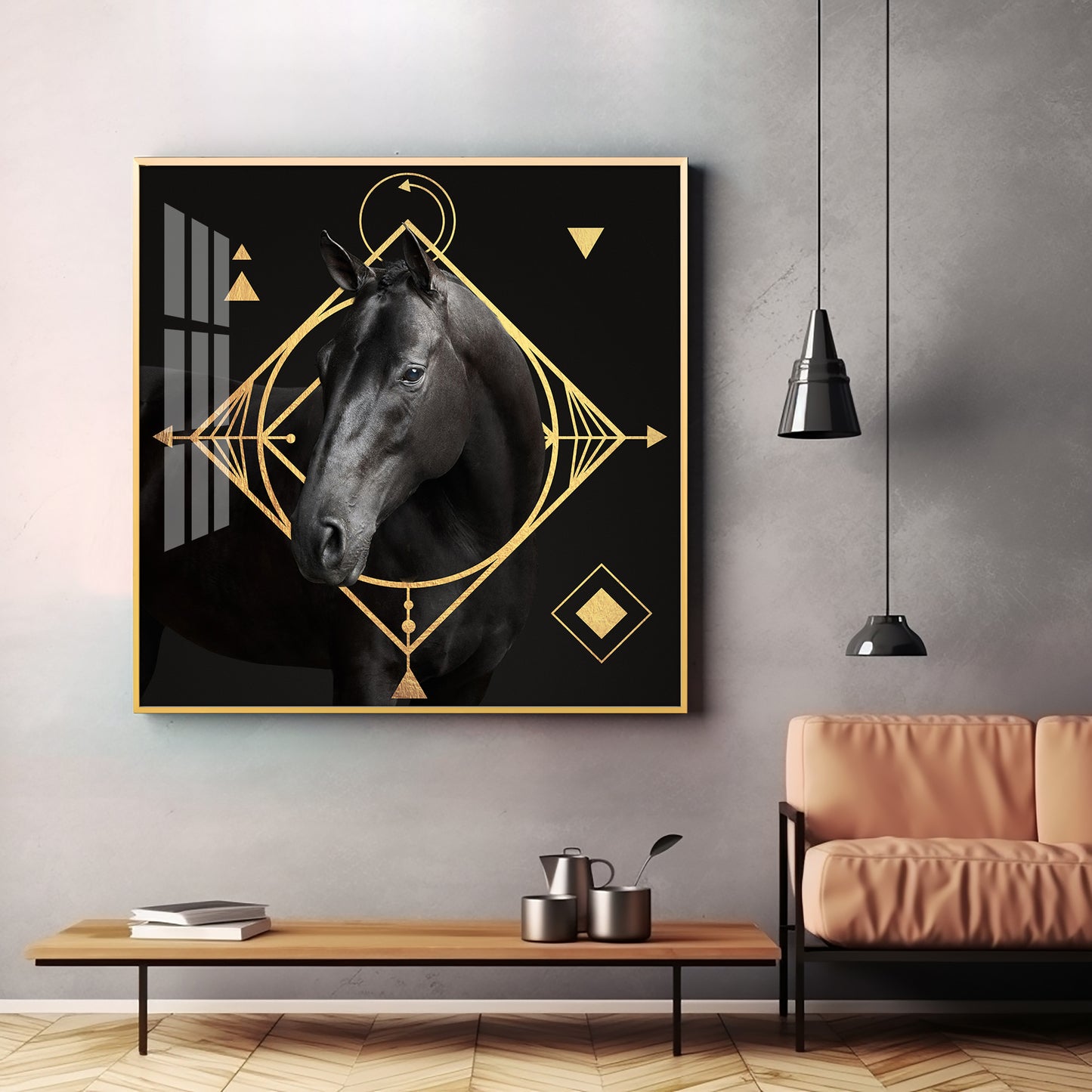 Gold Foil Horse Premium Acrylic Square Wall Art