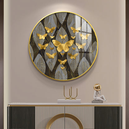 Golden Winged Premium Acrylic Round Wall Art