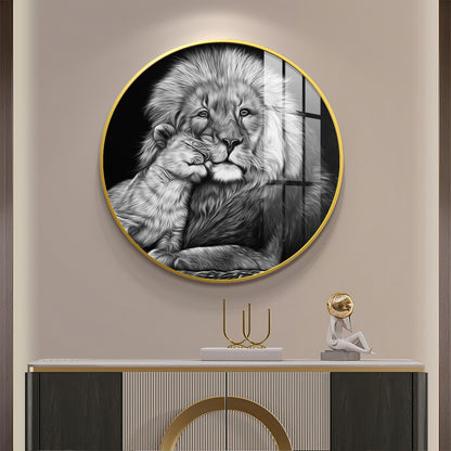 The Lion Emblem Premium Acrylic Round Wall Art