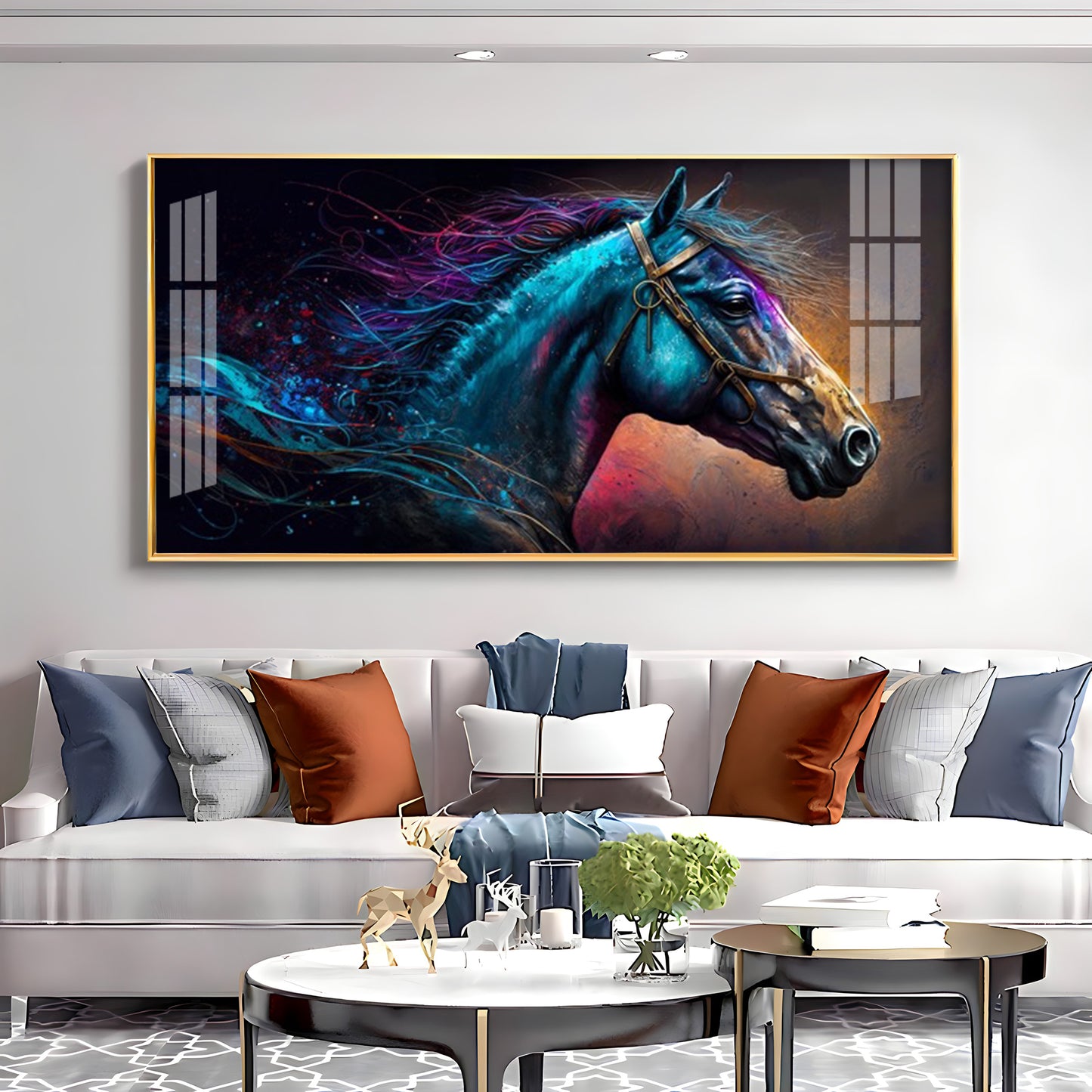 Neon Horse Premium Acrylic Horizontal Wall Art