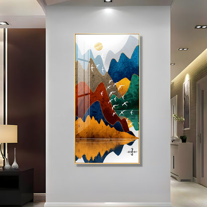 Colorful Mountains Premium Acrylic vertical Wall Art