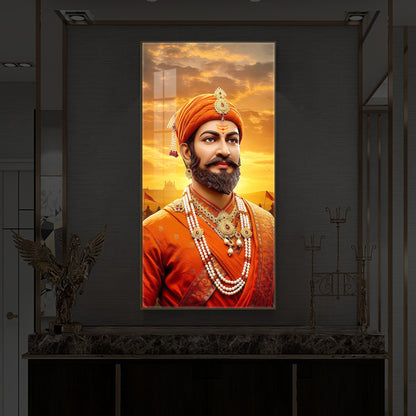 Chhatrapati Shivaji Maharaj Modern Luxury Backlight Vertical Wall Art