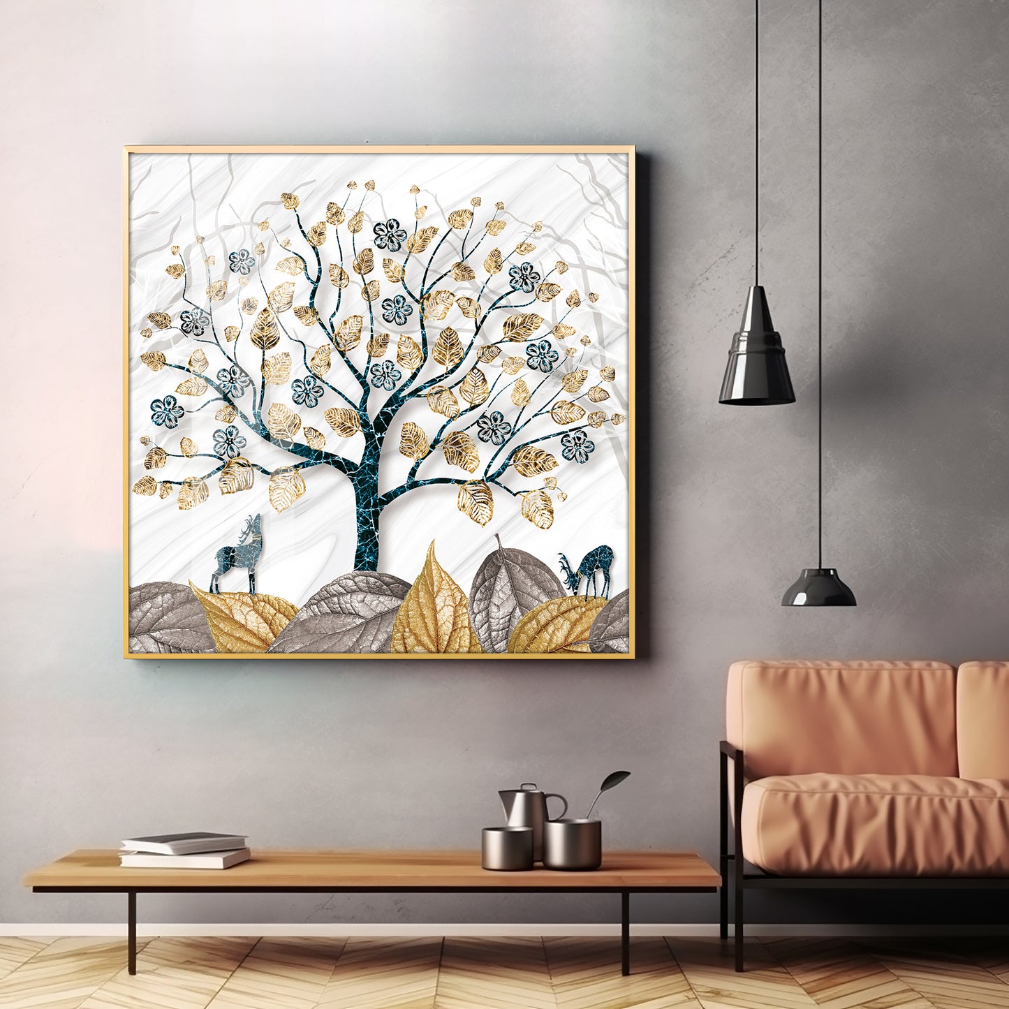 Aesthetic Tree Luxury Crystal Square Wall Art