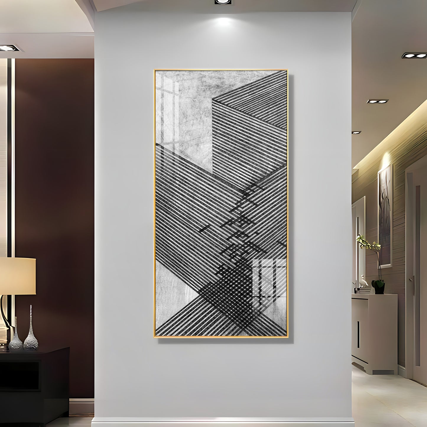 Black Stripes Abstract Premium Acrylic Vertical Wall Art