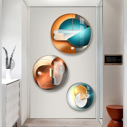 Semi Circle Abstract Premium Acrylic Round Wall Art (Set of 3)