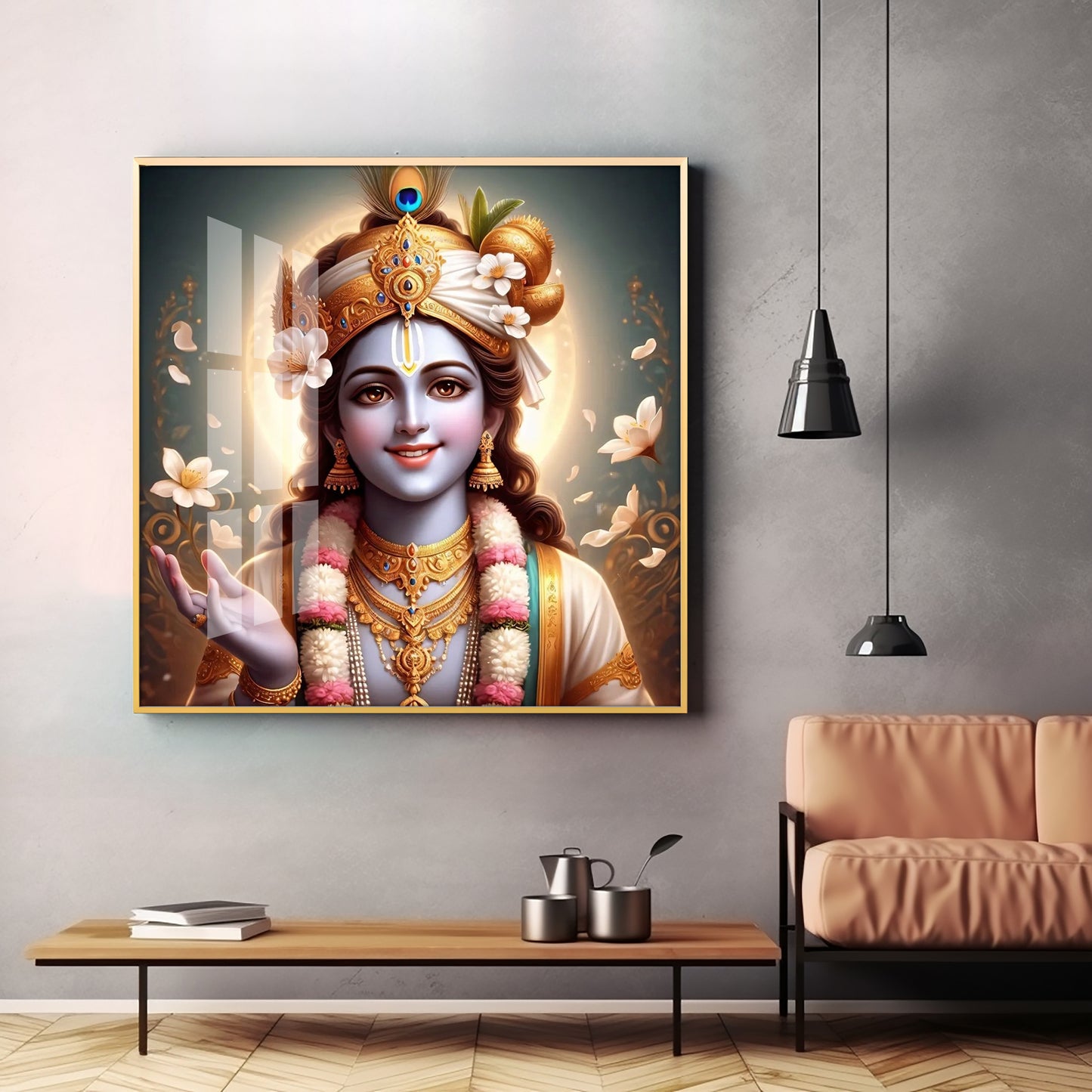 Hare Krishna Premium Acrylic Square Wall Art