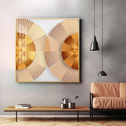 Golden Simple Style Round Premium Acrylic Square Wall Art