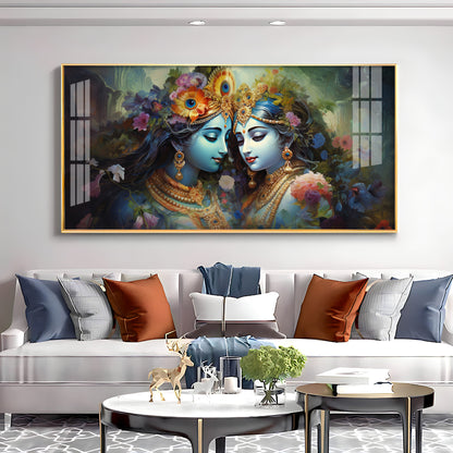 Krishna's Love For Radha Premium Acrylic Horizontal Wall Art