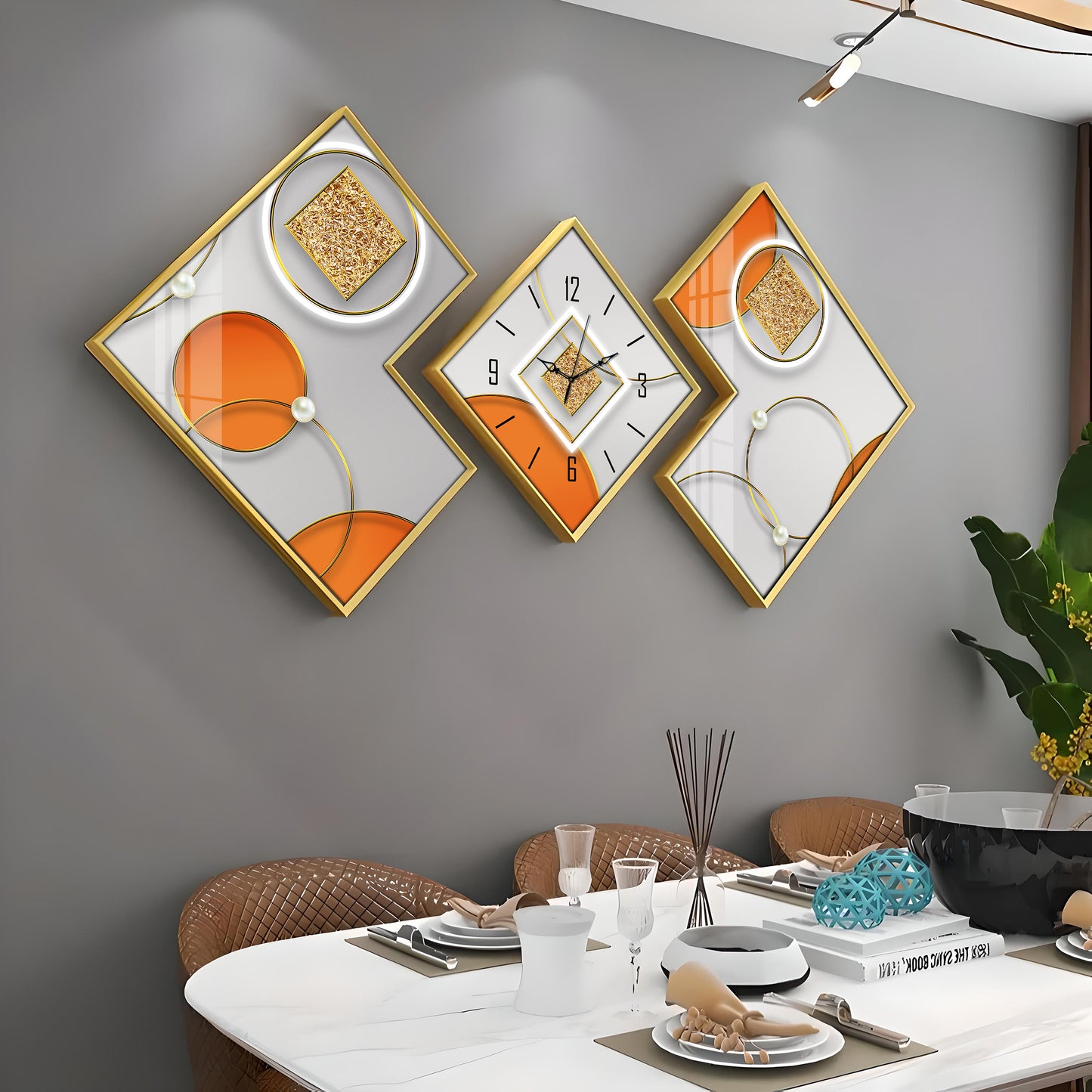 Orange & Golden Premium Acrylic Wall Clock