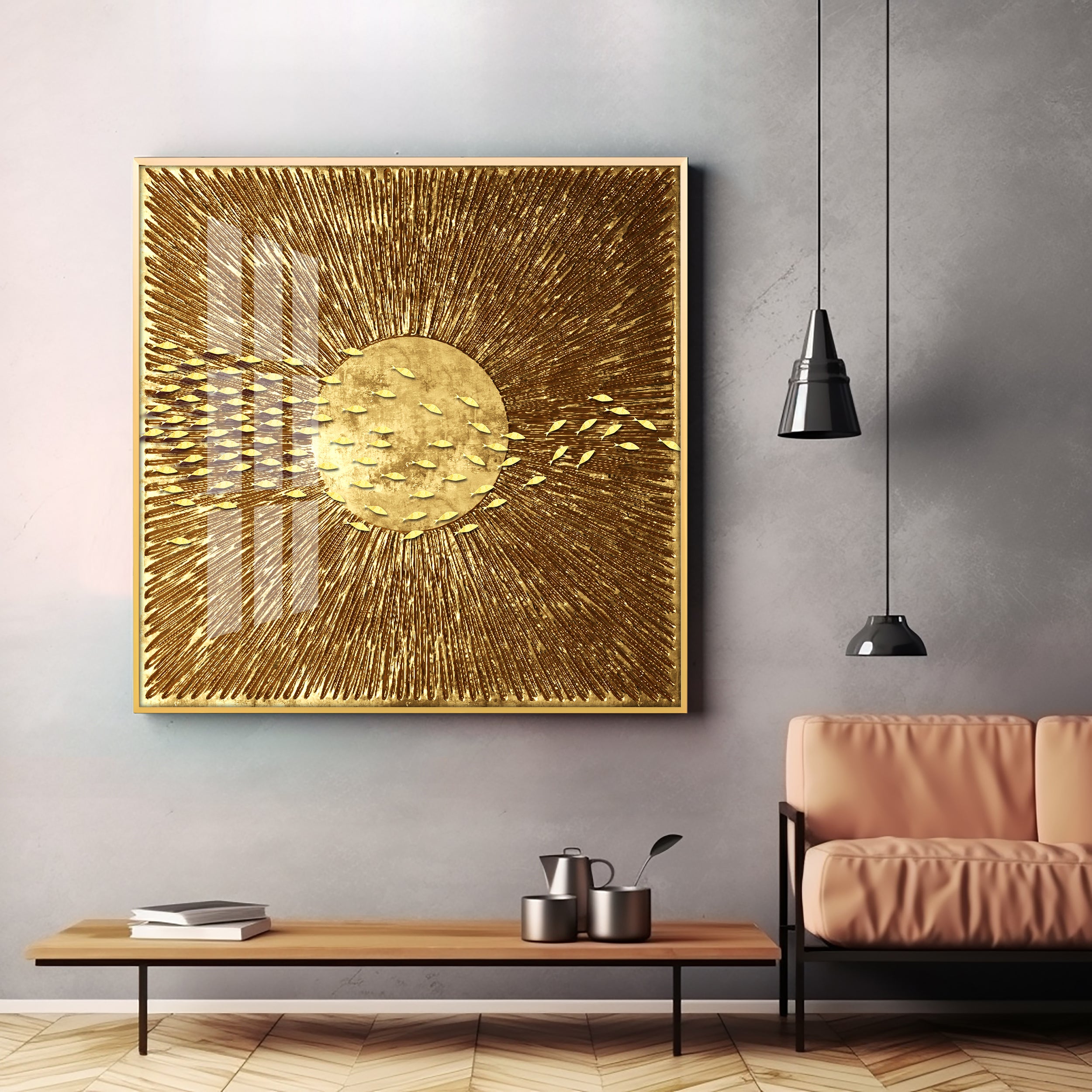 Rustic Gold Premium Acrylic Square Wall Art