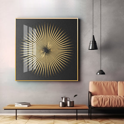 Spiky Golden Circle Premium Acrylic Square Wall Art