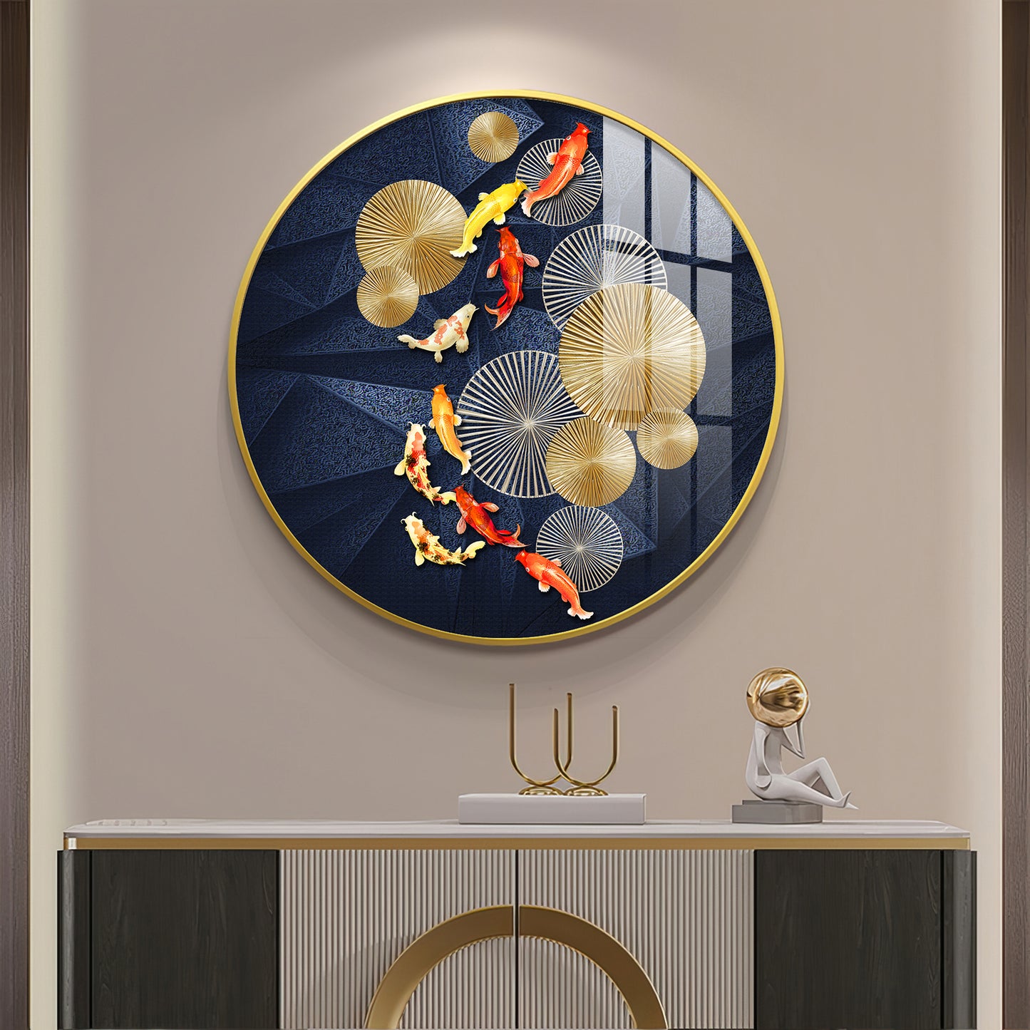 Goldfish Emblem Premium Acrylic Round Wall Art